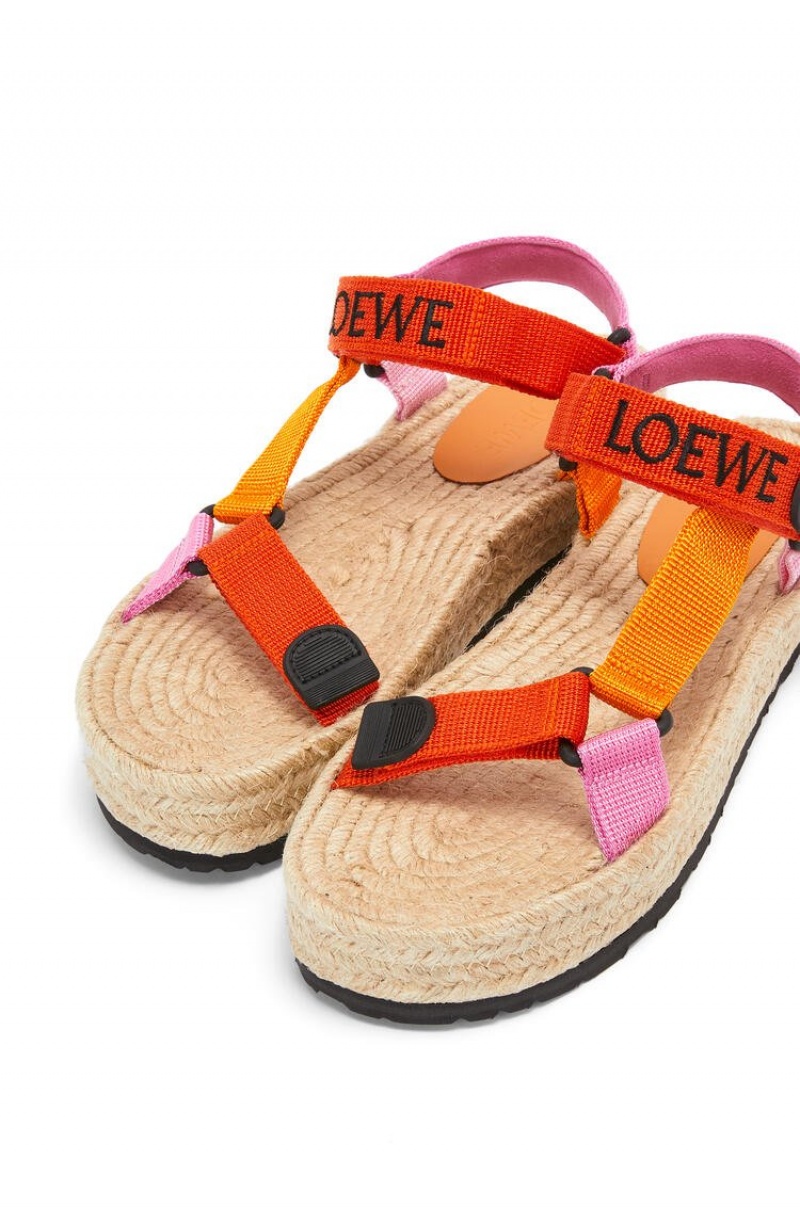 Sandalias Loewe Tiras espadrille in nylon Mujer Naranjas Multicolor | 241QVWJCH