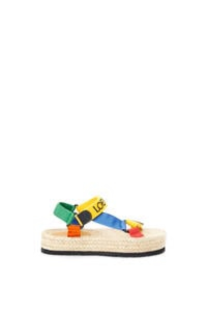 Sandalias Loewe Tiras espadrille in nylon Mujer Naranjas Multicolor | 241QVWJCH