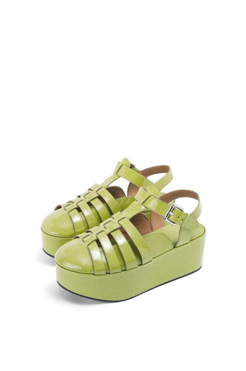 Sandalias Loewe Wedge sandal in calfskin Mujer Verde | 748FKMWXY