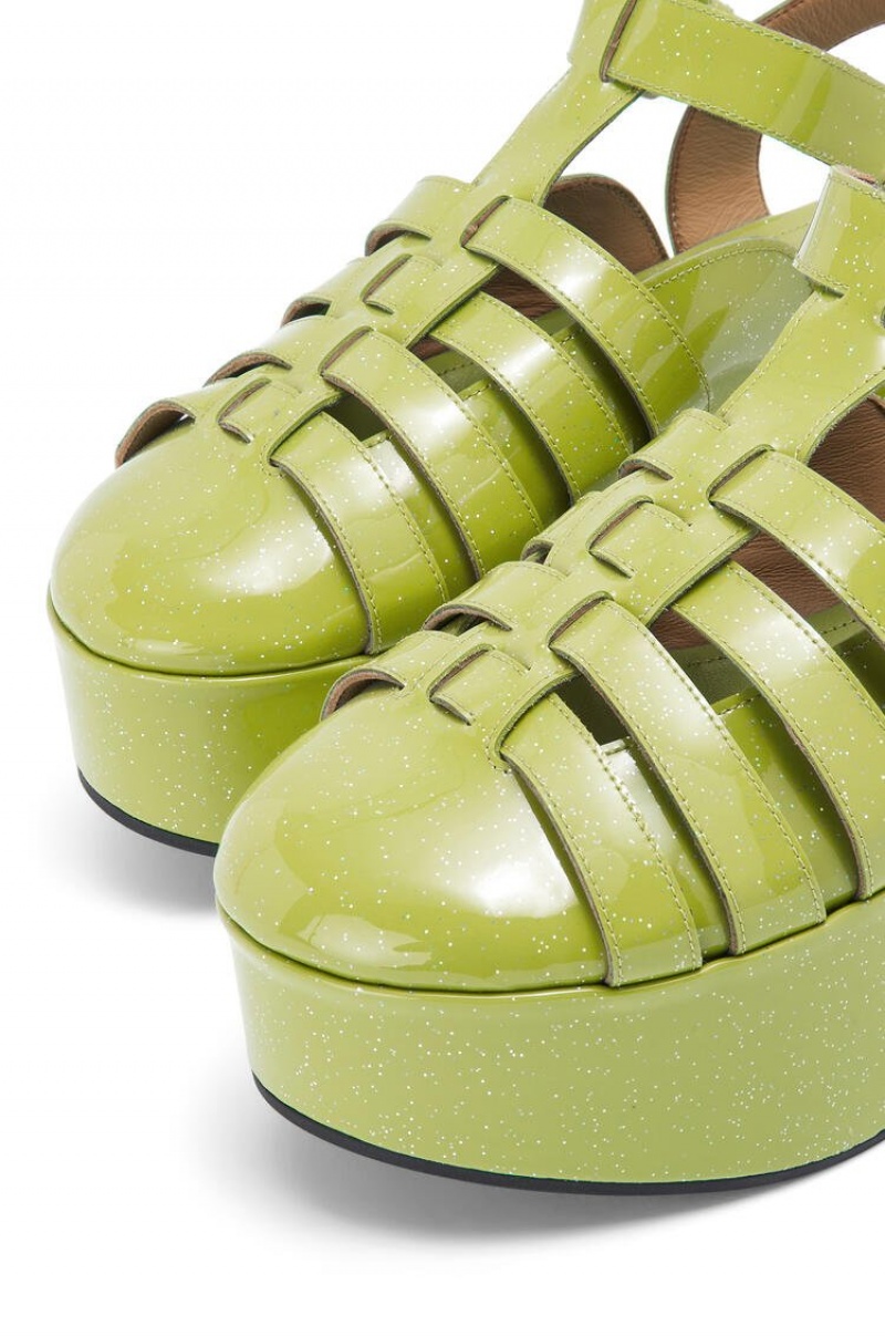 Sandalias Loewe Wedge sandal in calfskin Mujer Verde | 748FKMWXY