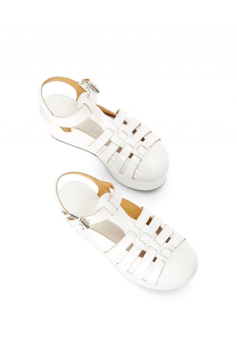 Sandalias Loewe Wedge sandal in calfskin Mujer Blancas | 705BNLQYE