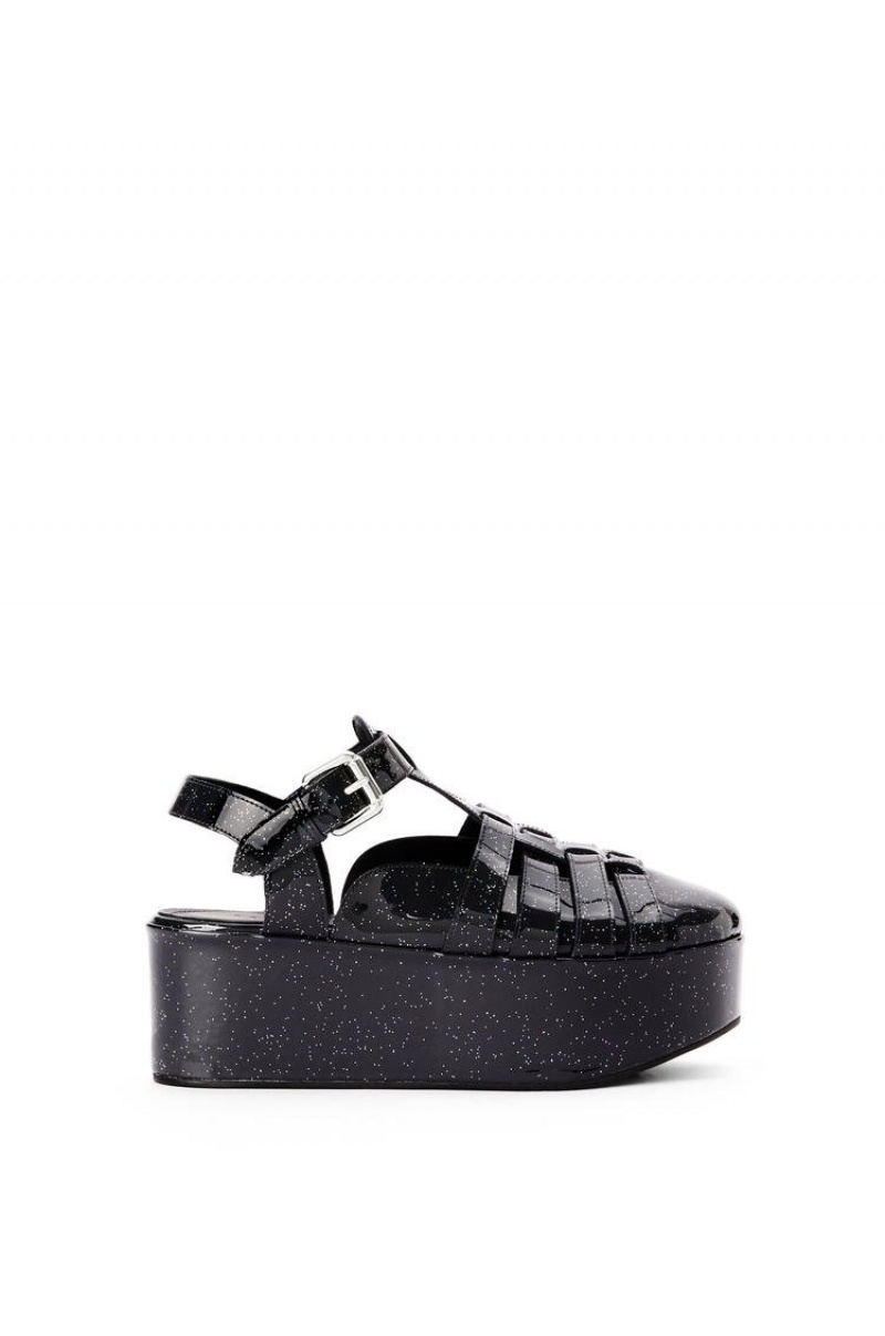 Sandalias Loewe Wedge sandal in calfskin Mujer Negras | 183SFJTZX