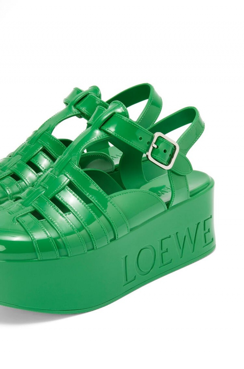 Sandalias Loewe Wedge sandal in rubber Mujer Verde | 613PAYVUQ