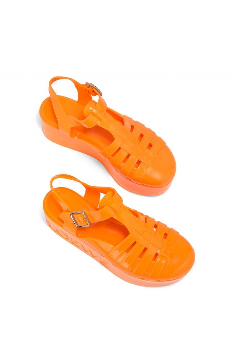 Sandalias Loewe Wedge sandal in rubber Mujer Naranjas | 682IVWANY