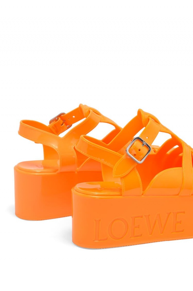 Sandalias Loewe Wedge sandal in rubber Mujer Naranjas | 682IVWANY