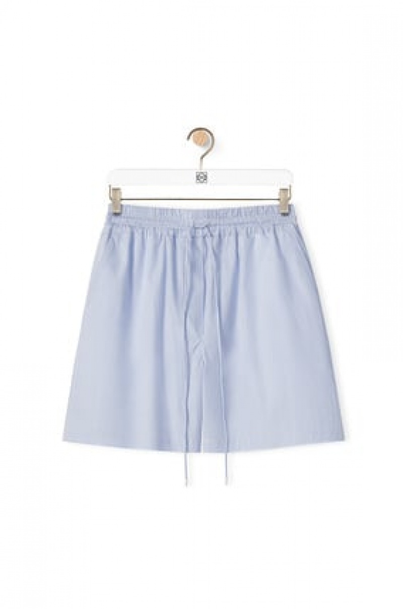 Short Loewe A Rayas shorts in cotton Mujer Blancas Azules | 806AJSGPH