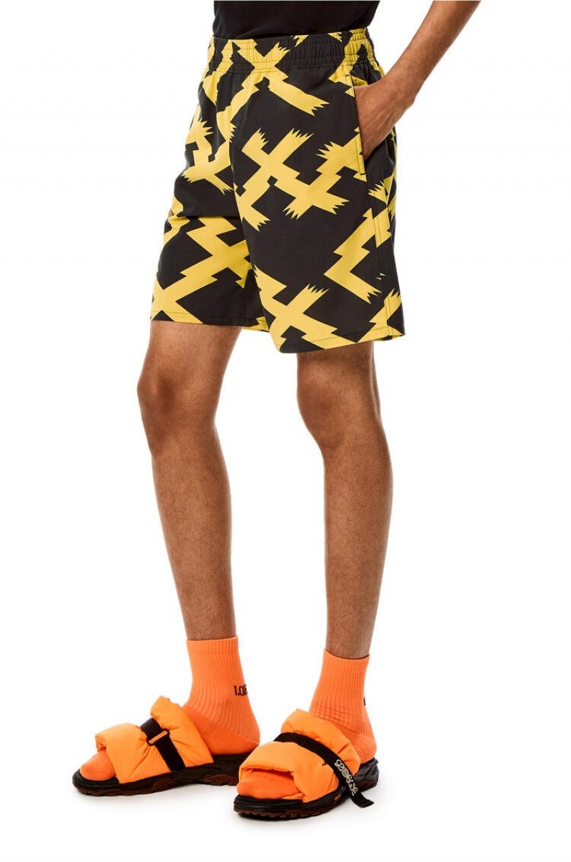 Short Loewe Allover print shorts in cotton Hombre Negras Amarillo | 150JHOCZY