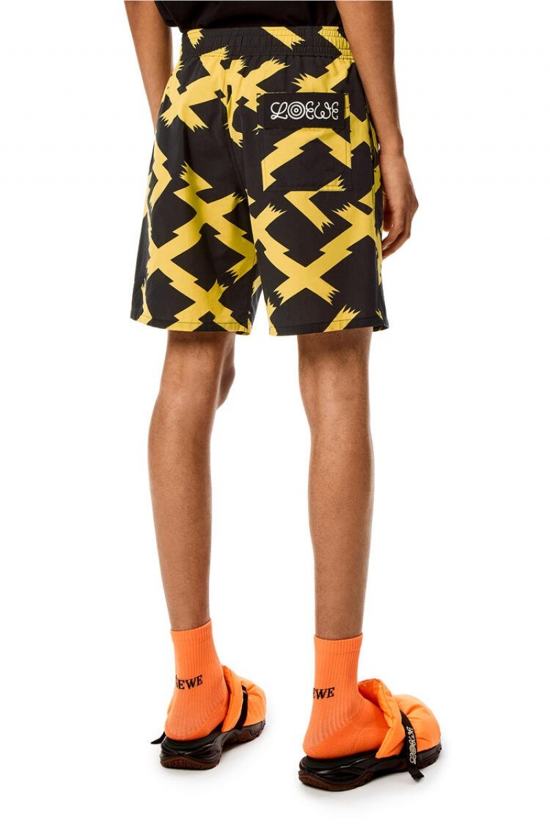 Short Loewe Allover print shorts in cotton Hombre Negras Amarillo | 150JHOCZY