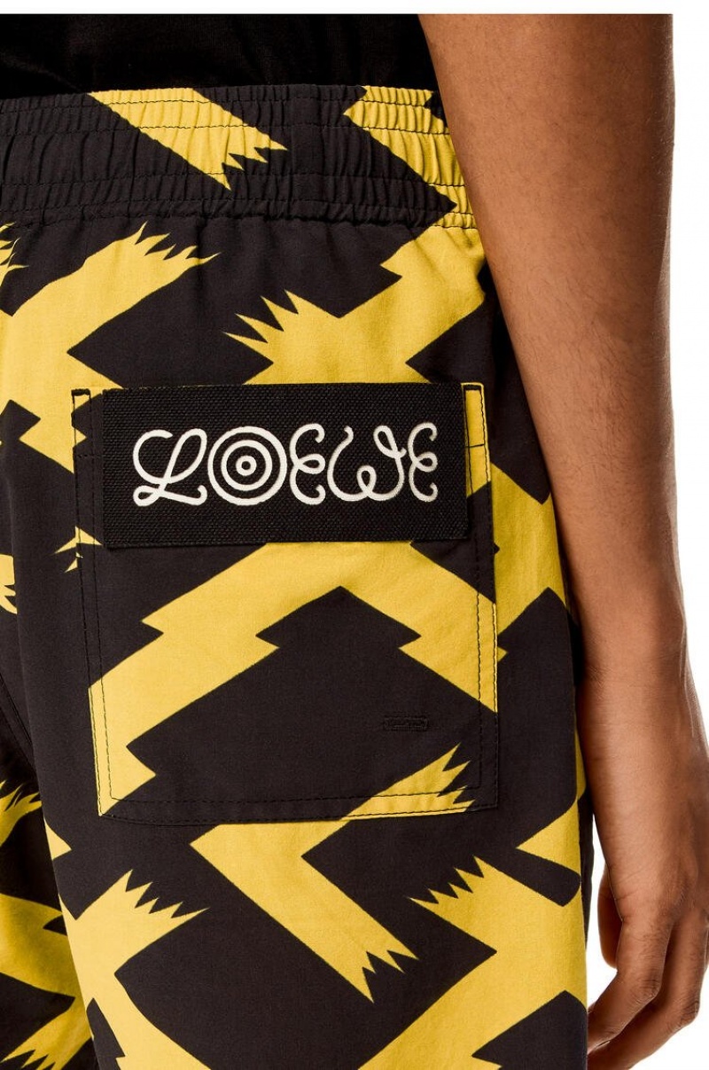 Short Loewe Allover print shorts in cotton Hombre Negras Amarillo | 150JHOCZY