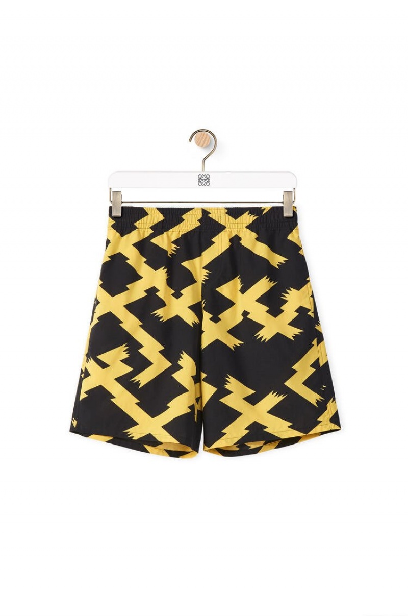 Short Loewe Allover print shorts in cotton Hombre Negras Amarillo | 150JHOCZY