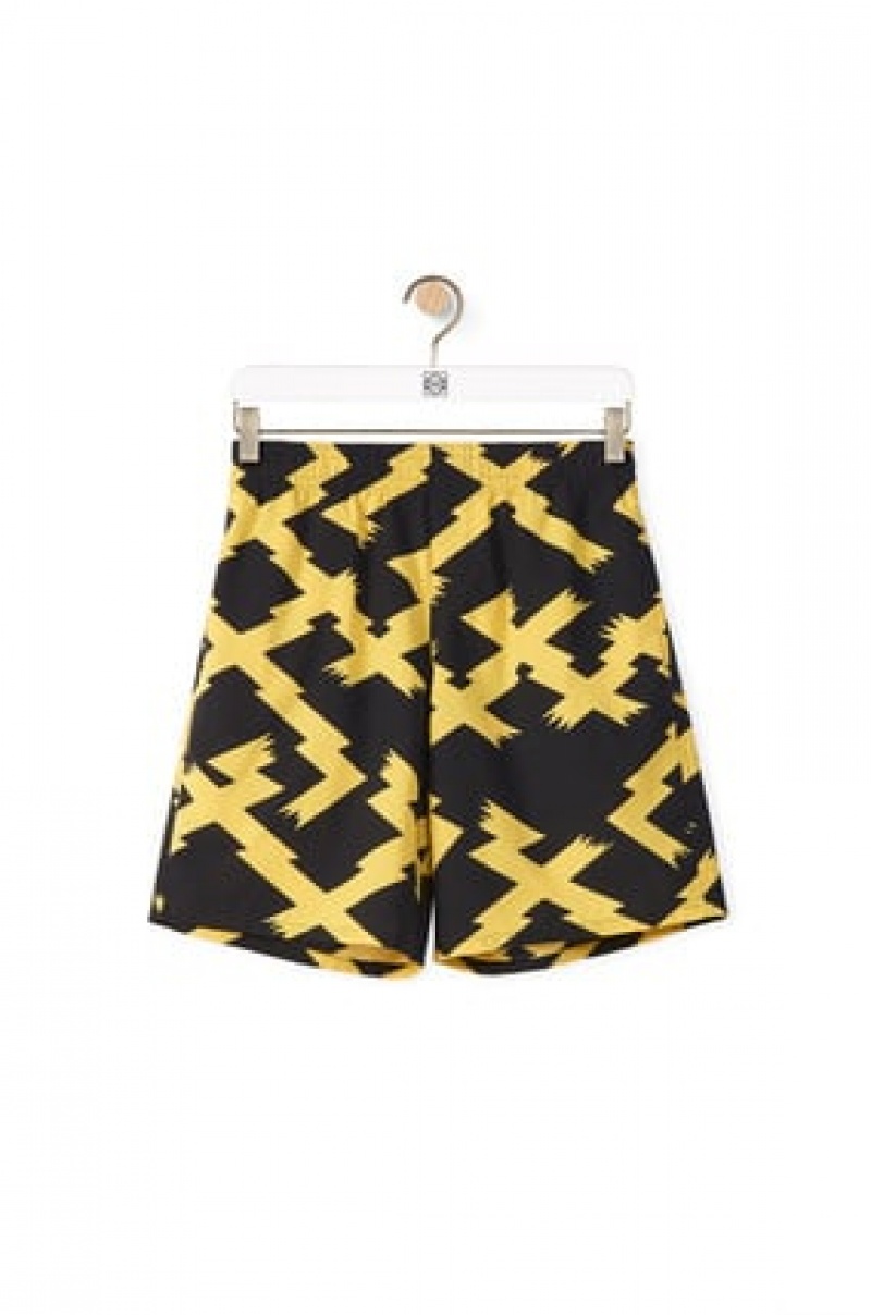 Short Loewe Allover print shorts in cotton Hombre Negras Amarillo | 150JHOCZY