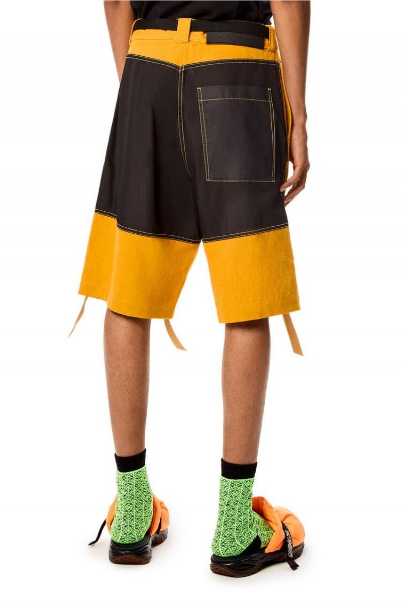 Short Loewe Bi-material bermuda shorts in cotton and linen Hombre Sunflower | 716DMQHAC