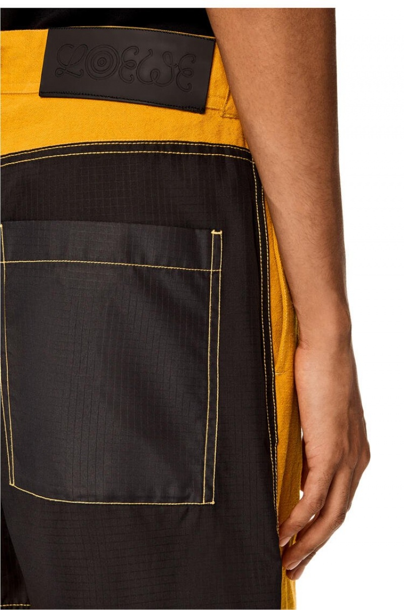 Short Loewe Bi-material bermuda shorts in cotton and linen Hombre Sunflower | 716DMQHAC