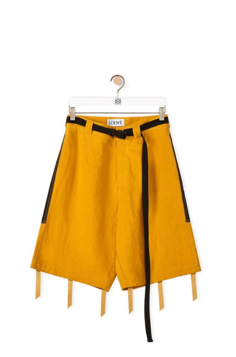 Short Loewe Bi-material bermuda shorts in cotton and linen Hombre Sunflower | 716DMQHAC