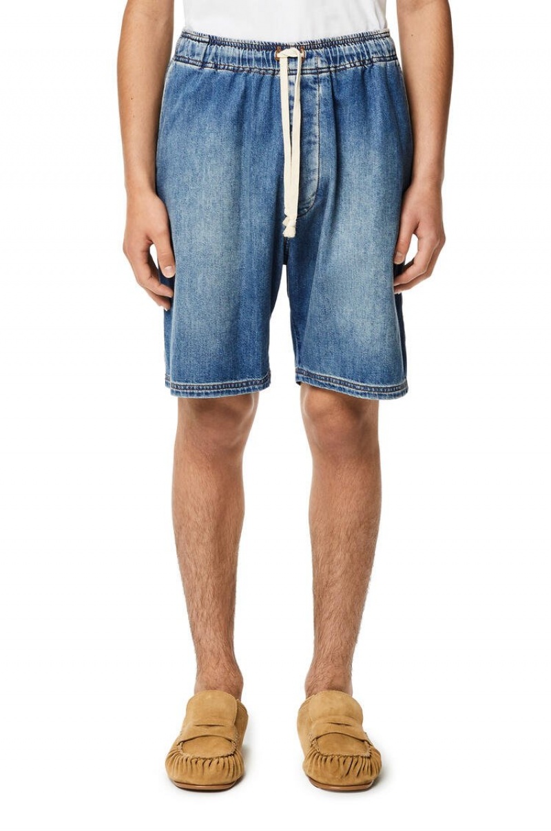 Short Loewe Drawstring shorts in denim Hombre Azules | 123OEHRCK