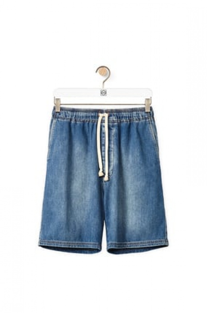 Short Loewe Drawstring shorts in denim Hombre Azules | 123OEHRCK