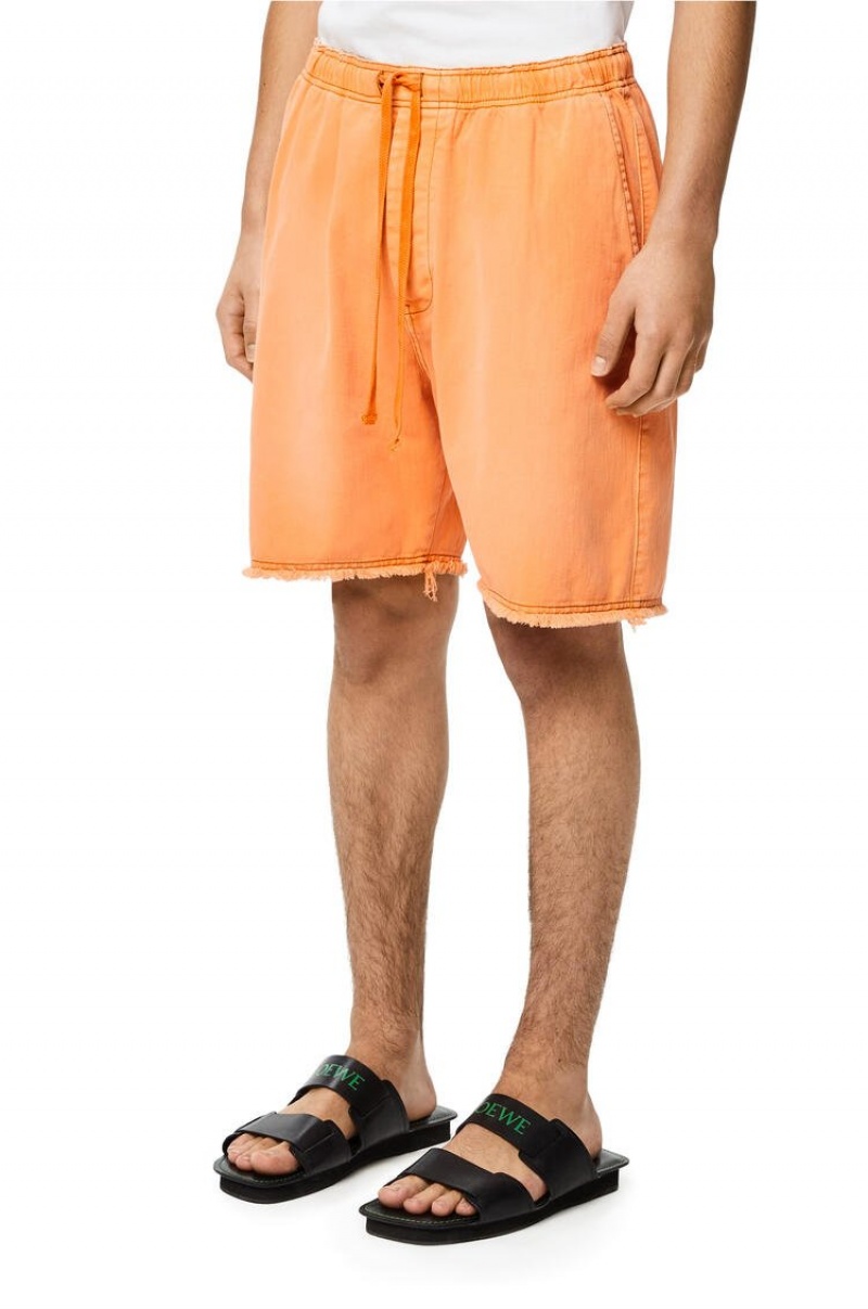 Short Loewe Drawstring shorts in denim Hombre Mandarin | 641OGXWDJ