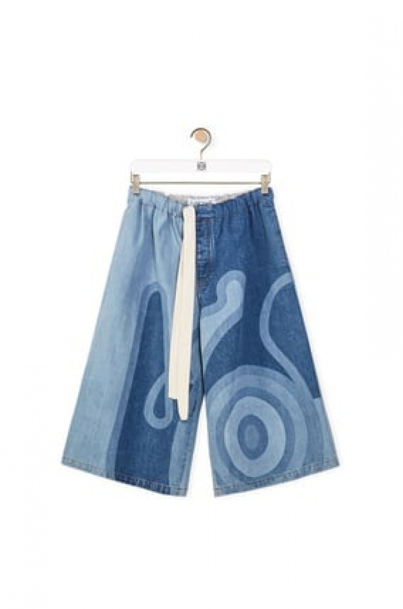 Short Loewe Laser print denim bermuda shorts in cotton Hombre Multitone Denim | 591JDRVBG