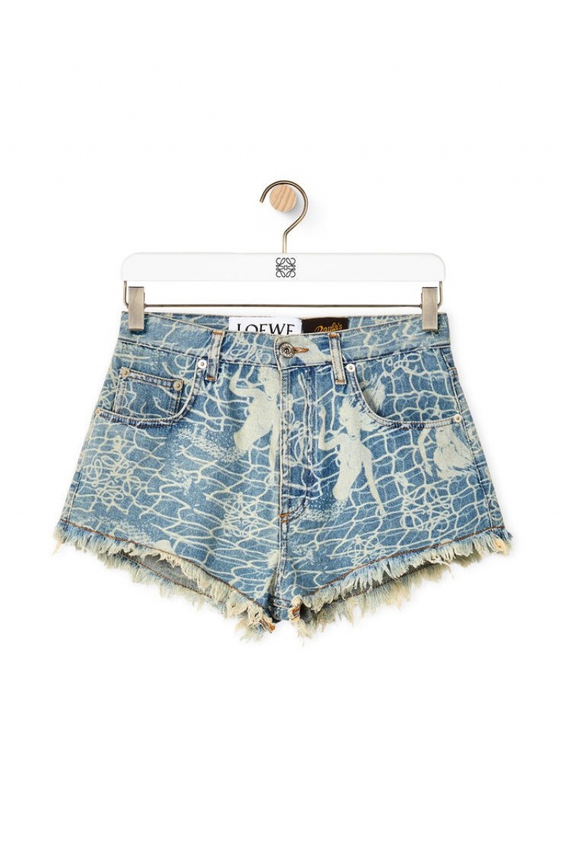 Short Loewe Mermaid shorts in denim Mujer Indigo | 178OWGUYP