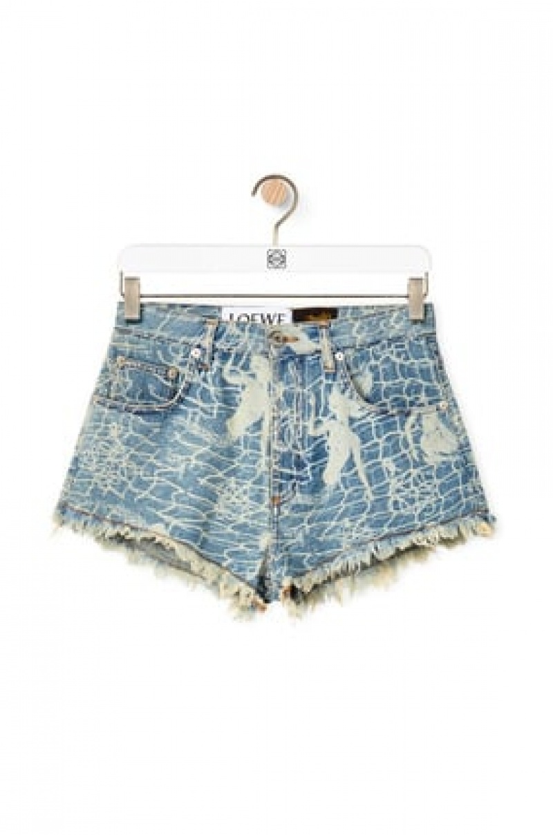 Short Loewe Mermaid shorts in denim Mujer Indigo | 178OWGUYP