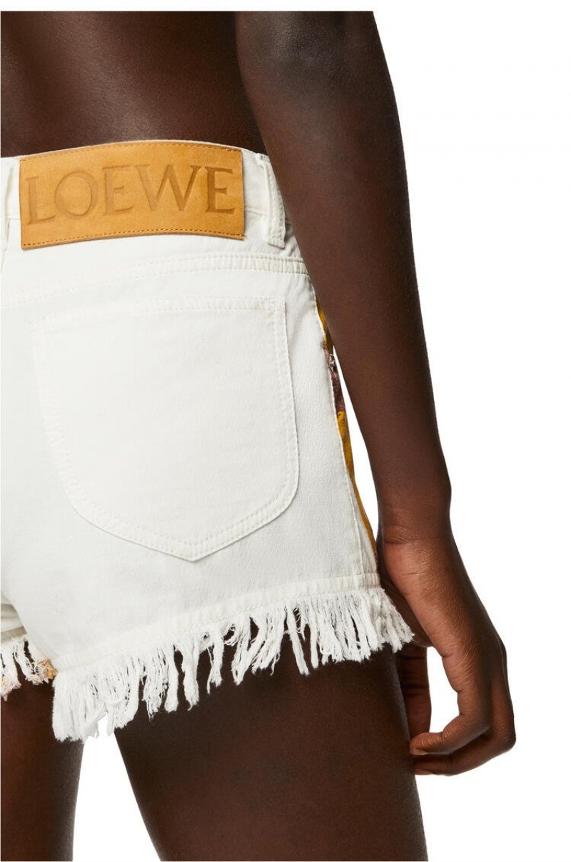 Short Loewe Palm shorts in denim Mujer Blancas Multicolor | 608UQHNLM