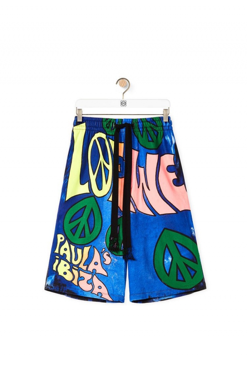 Short Loewe Paula's peace print shorts in cotton Hombre Multicolor | 872JBQKPW