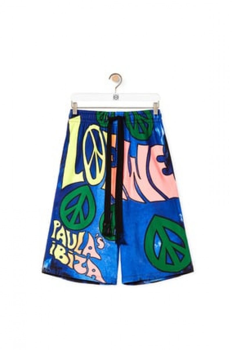 Short Loewe Paula's peace print shorts in cotton Hombre Multicolor | 872JBQKPW