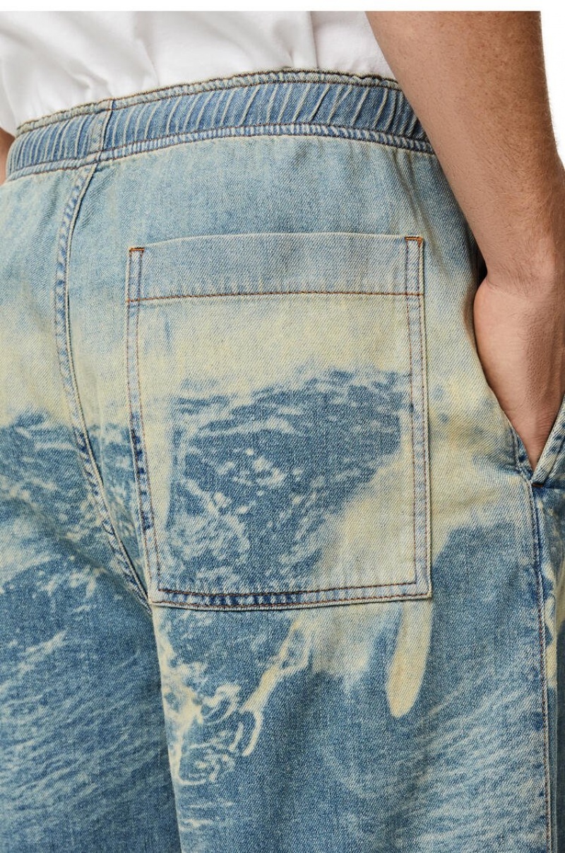 Short Loewe Surf print drawstring shorts in denim Hombre Azules | 631NPYUBE