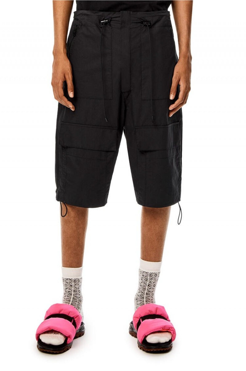 Short Loewe Utility cargo bermuda shorts in cotton Hombre Negras | 425MHPAZQ