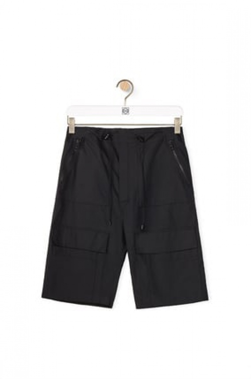 Short Loewe Utility cargo bermuda shorts in cotton Hombre Negras | 425MHPAZQ