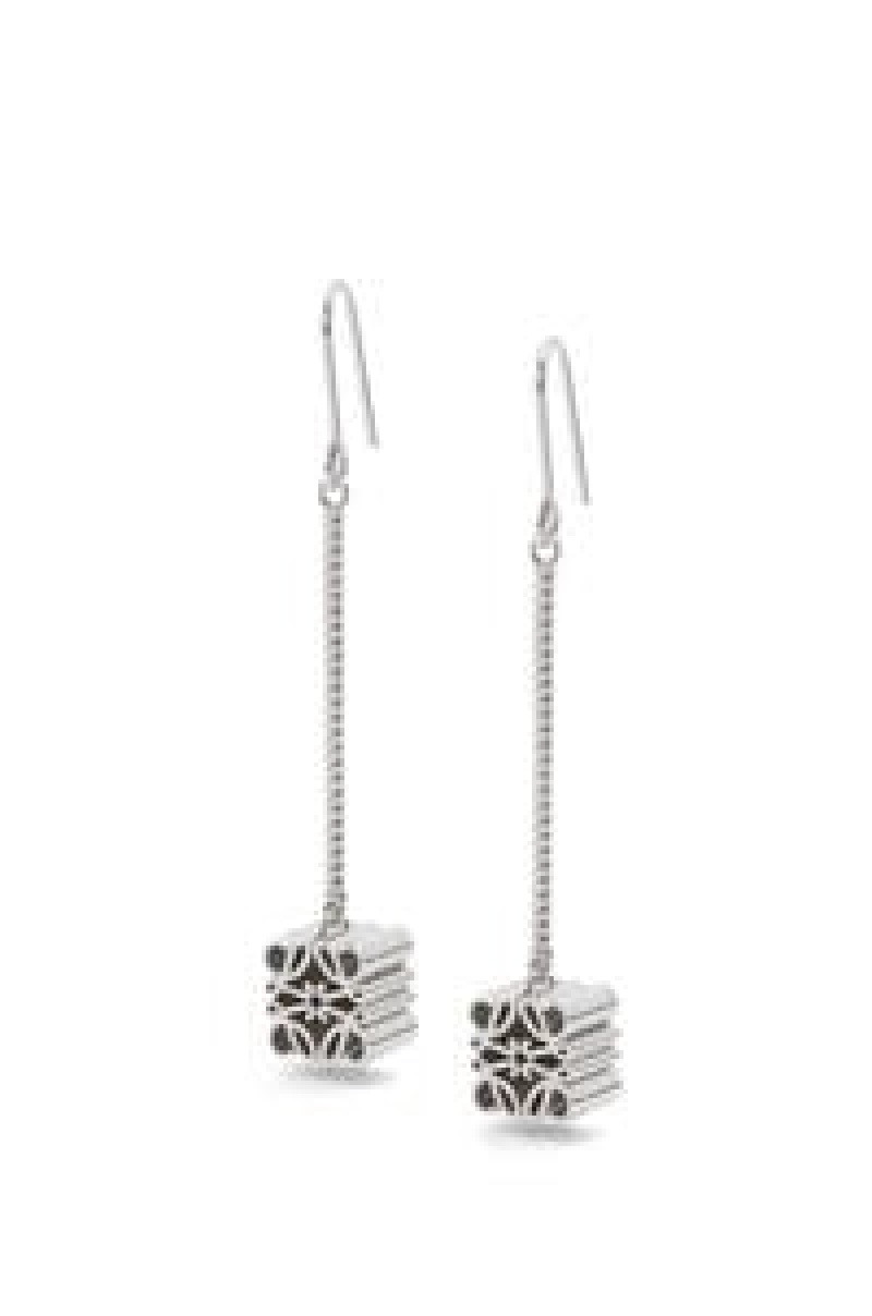 Silver Jewellery Loewe Anagram drop earrings in sterling silver Mujer Plateadas | 761WPYMHB