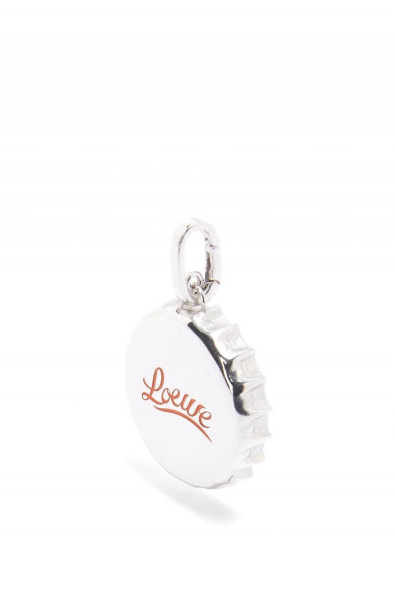 Silver Jewellery Loewe LOEWE bottle cap pendant in sterling silver and enamel Mujer Plateadas | 312RLJYUC