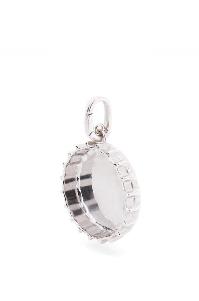 Silver Jewellery Loewe LOEWE bottle cap pendant in sterling silver and enamel Mujer Plateadas | 312RLJYUC