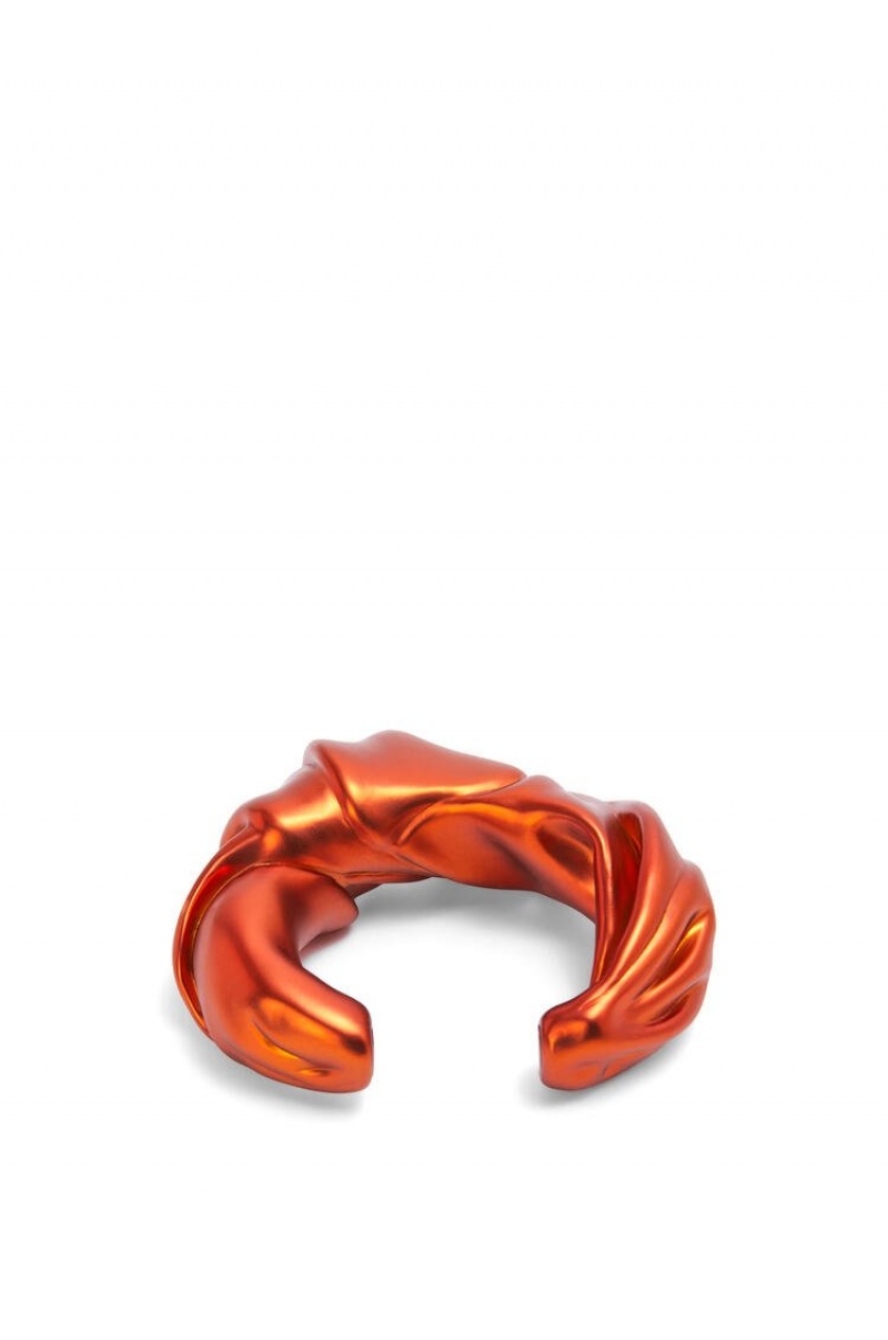 Silver Jewellery Loewe Large nappa twist cuff in sterling silver Mujer Rojas Naranjas | 670AOVIDS