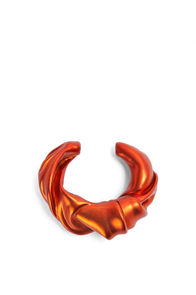 Silver Jewellery Loewe Large nappa twist cuff in sterling silver Mujer Rojas Naranjas | 670AOVIDS