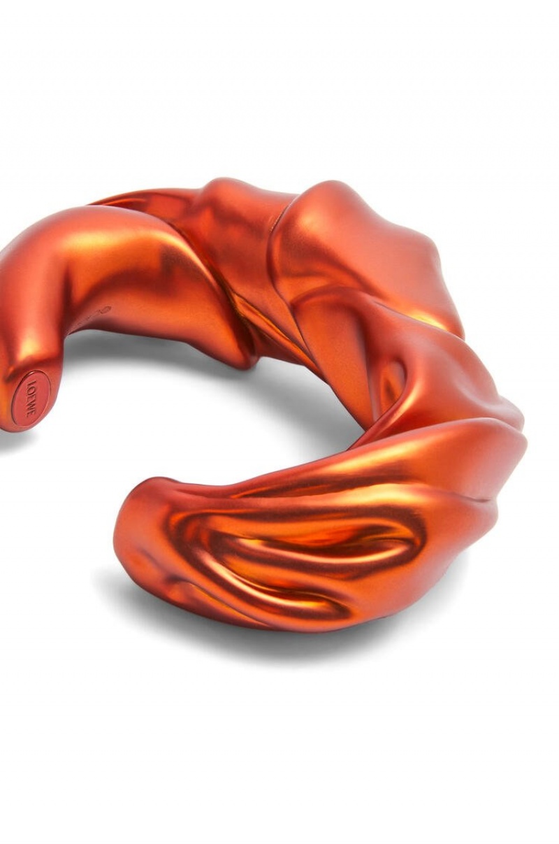 Silver Jewellery Loewe Large nappa twist cuff in sterling silver Mujer Rojas Naranjas | 670AOVIDS