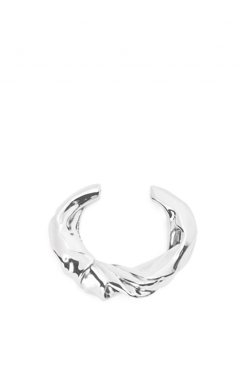 Silver Jewellery Loewe Medium nappa twist cuff in sterling silver Mujer Plateadas | 087AJZUFL