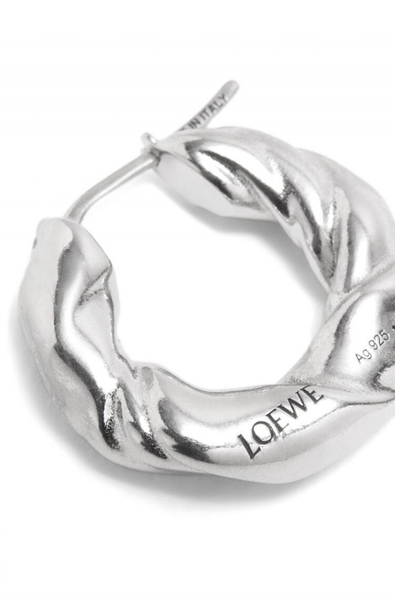 Silver Jewellery Loewe Nappa twist earrings in sterling silver Mujer Plateadas | 508MQYGVF