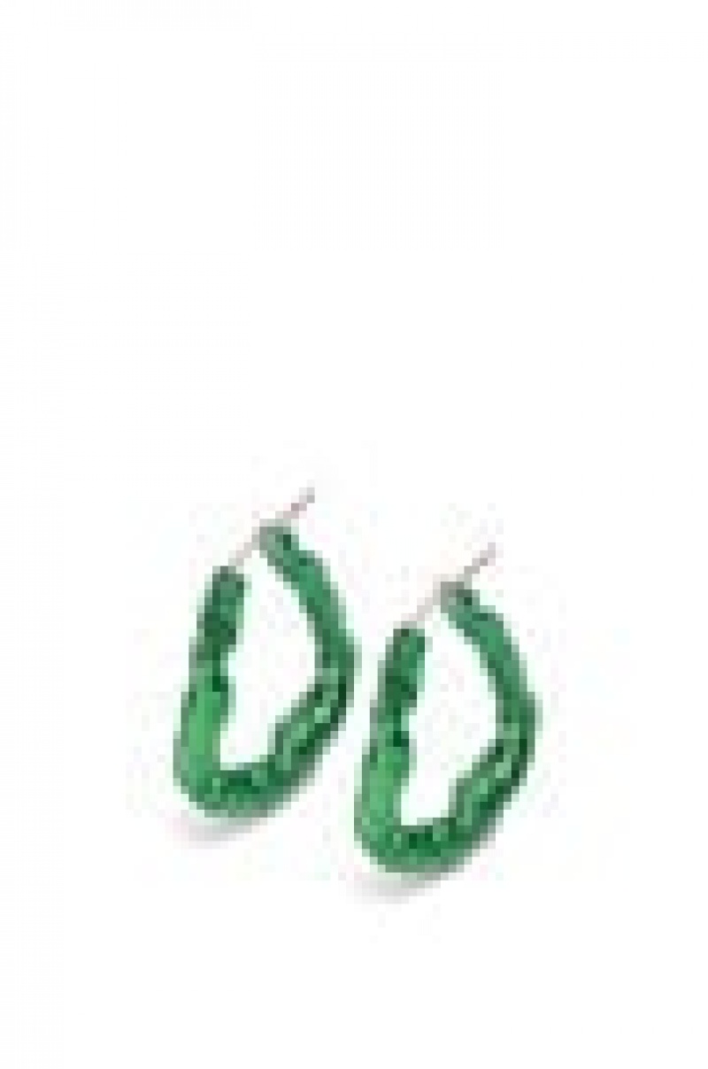 Silver Jewellery Loewe Nappa twist loop earrings in sterling silver Mujer Verde Oscuro | 729QRTMIP