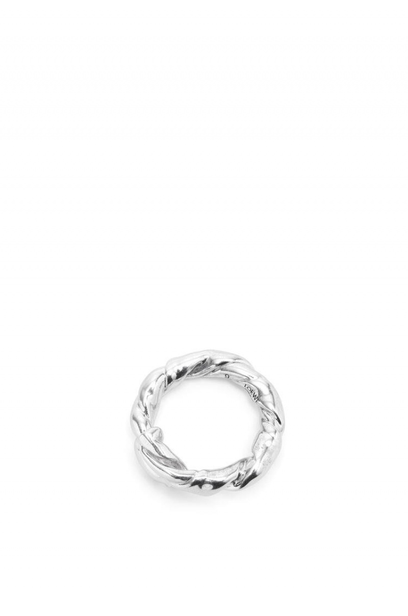 Silver Jewellery Loewe Nappa twist ring in sterling silver Mujer Plateadas | 684TRPAID