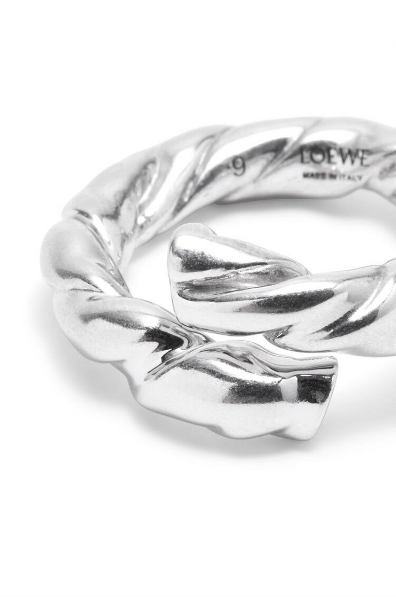 Silver Jewellery Loewe Nappa twist ring in sterling silver Mujer Plateadas | 684TRPAID