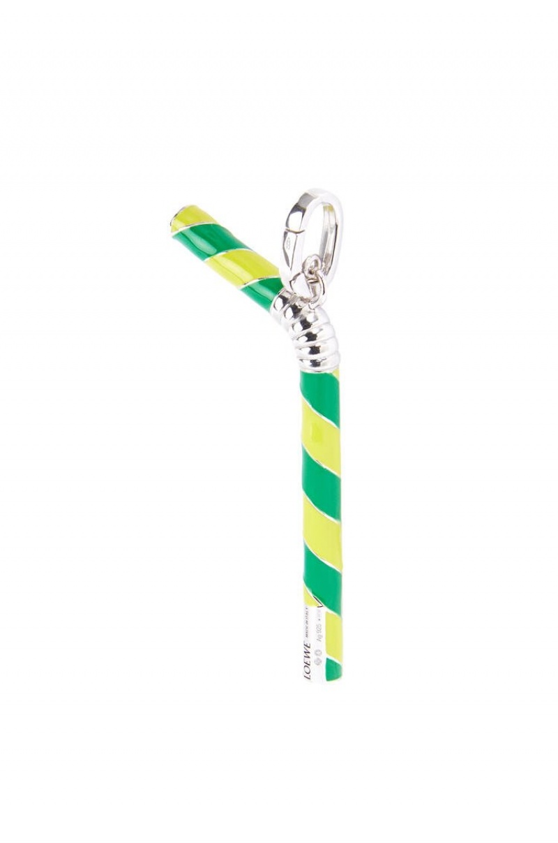 Silver Jewellery Loewe Straw pendant in sterling silver and enamel Mujer Amarillo Verde | 659JAEPTZ