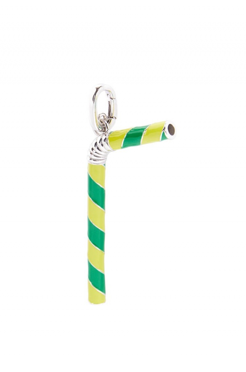 Silver Jewellery Loewe Straw pendant in sterling silver and enamel Mujer Amarillo Verde | 659JAEPTZ