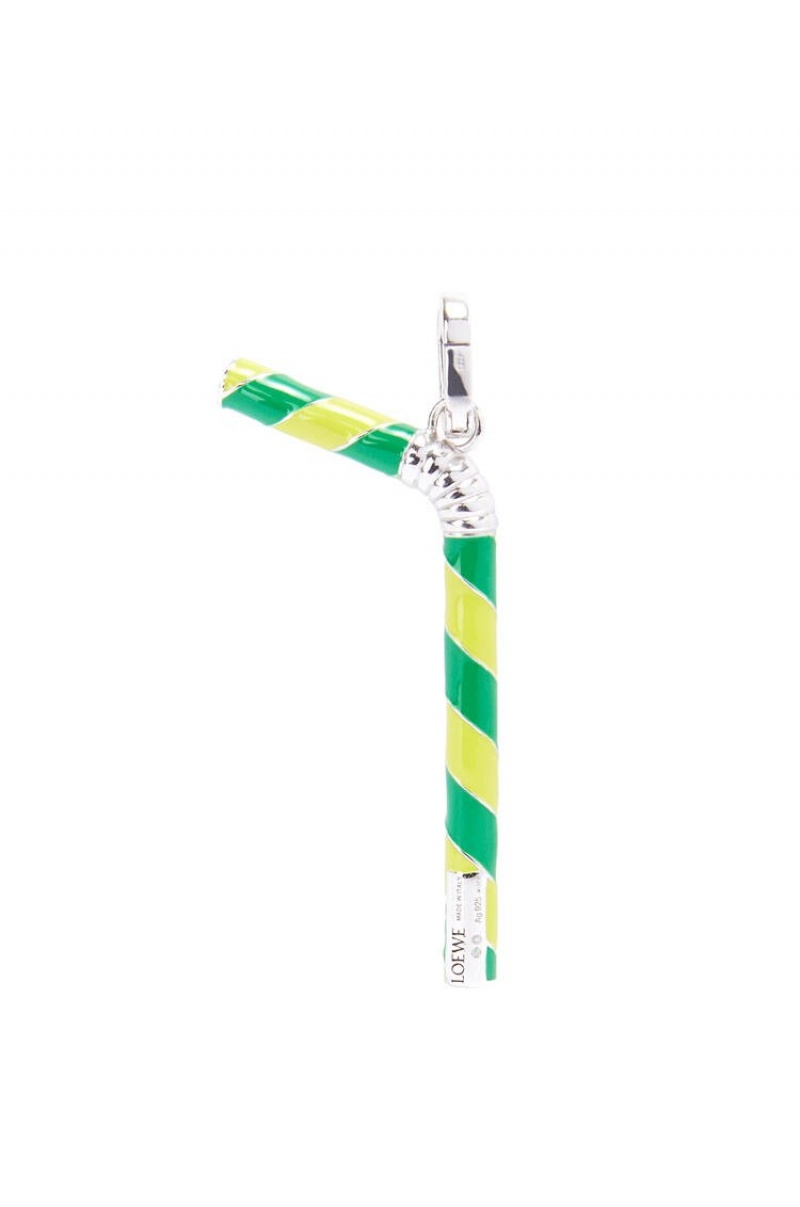 Silver Jewellery Loewe Straw pendant in sterling silver and enamel Mujer Amarillo Verde | 659JAEPTZ