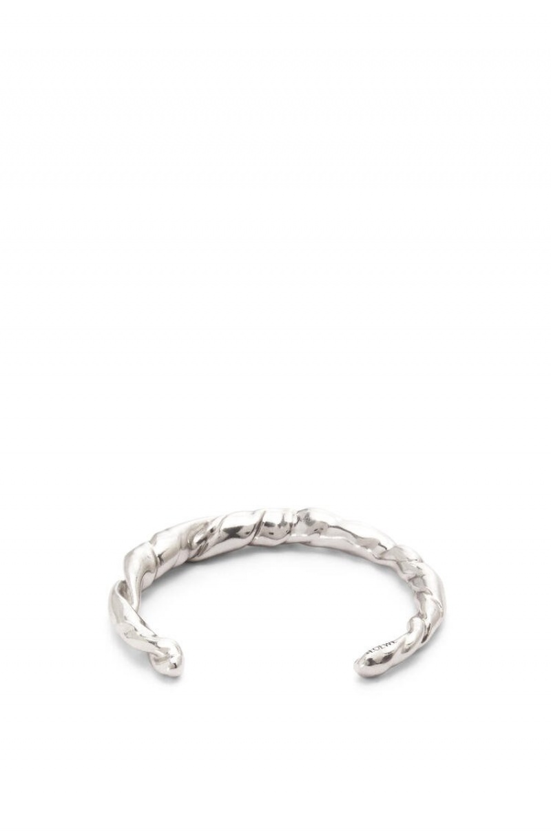 Silver Jewellery Loewe Thin nappa twist cuff in sterling silver Mujer Plateadas | 128CKMSAT