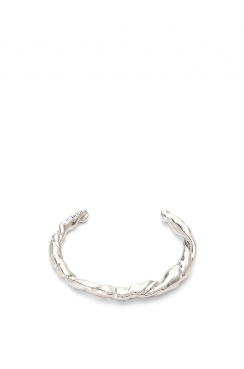 Silver Jewellery Loewe Thin nappa twist cuff in sterling silver Mujer Plateadas | 128CKMSAT