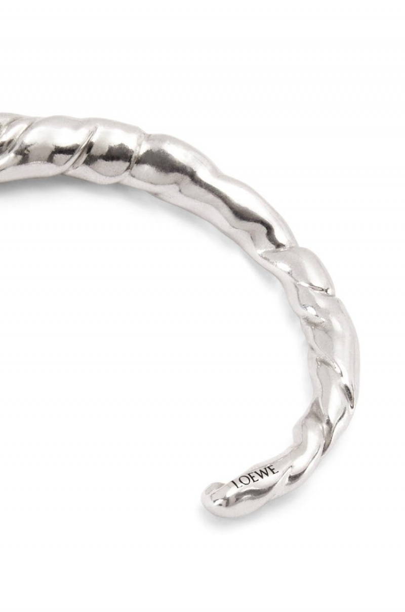 Silver Jewellery Loewe Thin nappa twist cuff in sterling silver Mujer Plateadas | 128CKMSAT