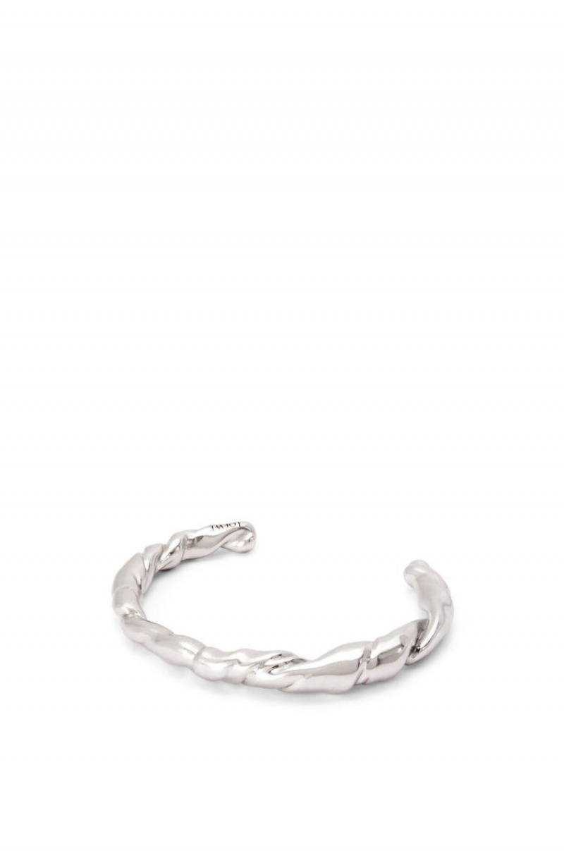 Silver Jewellery Loewe Thin nappa twist cuff in sterling silver Mujer Plateadas | 128CKMSAT