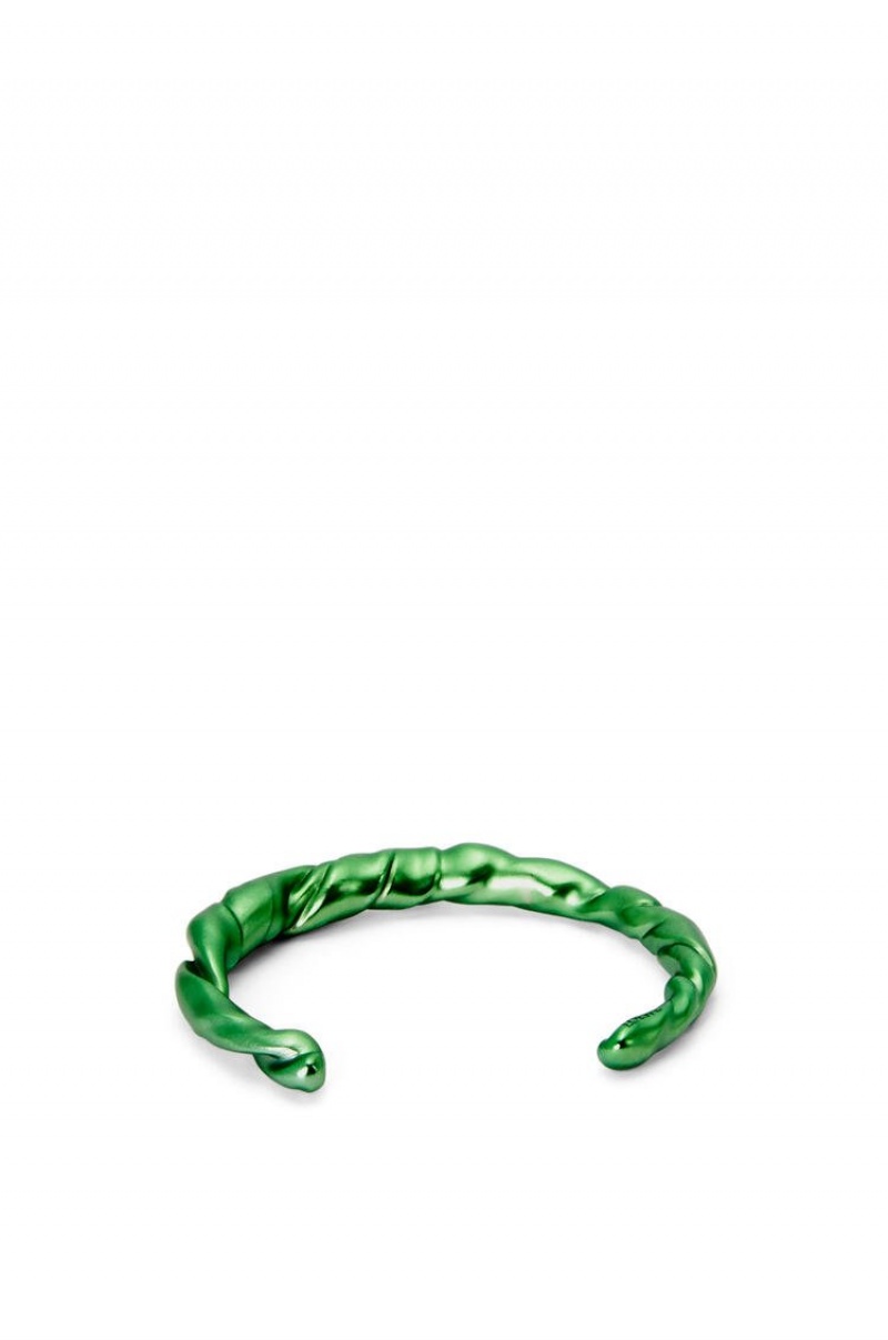 Silver Jewellery Loewe Thin nappa twist cuff in sterling silver Mujer Verde Oscuro | 976BZMRKN