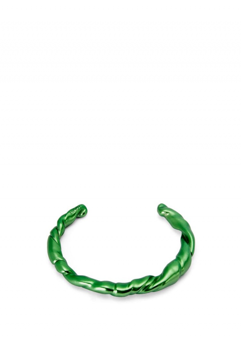 Silver Jewellery Loewe Thin nappa twist cuff in sterling silver Mujer Verde Oscuro | 976BZMRKN